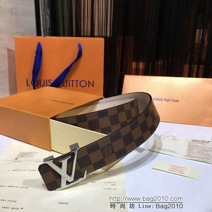路易威登LV 新款 LV INITIALS MONOGRAM 腰帶 金色LV首字母帶扣 休閒百搭 男士皮帶  xfp1117